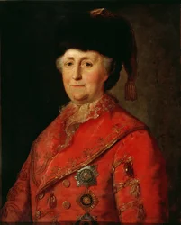 Porträt von Katharina II. der Großen (1729-96) in einem Reisekostüm, 1787